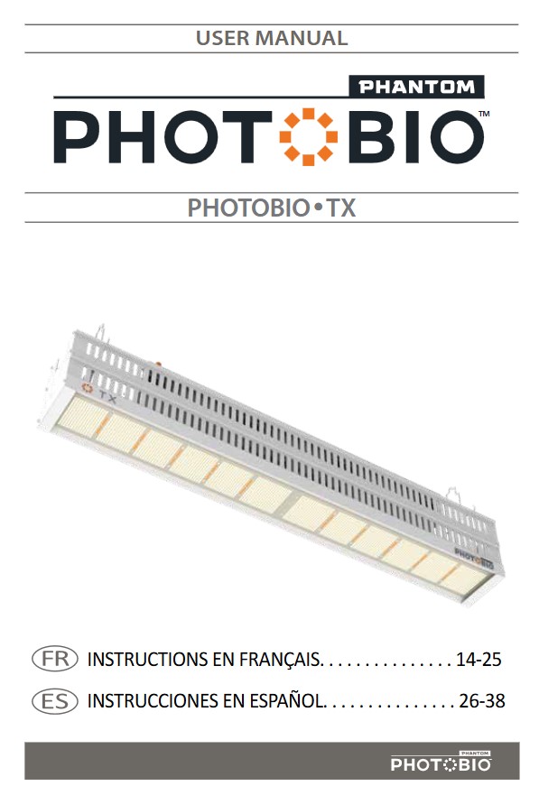 PHOTOBIO TX - Instructions